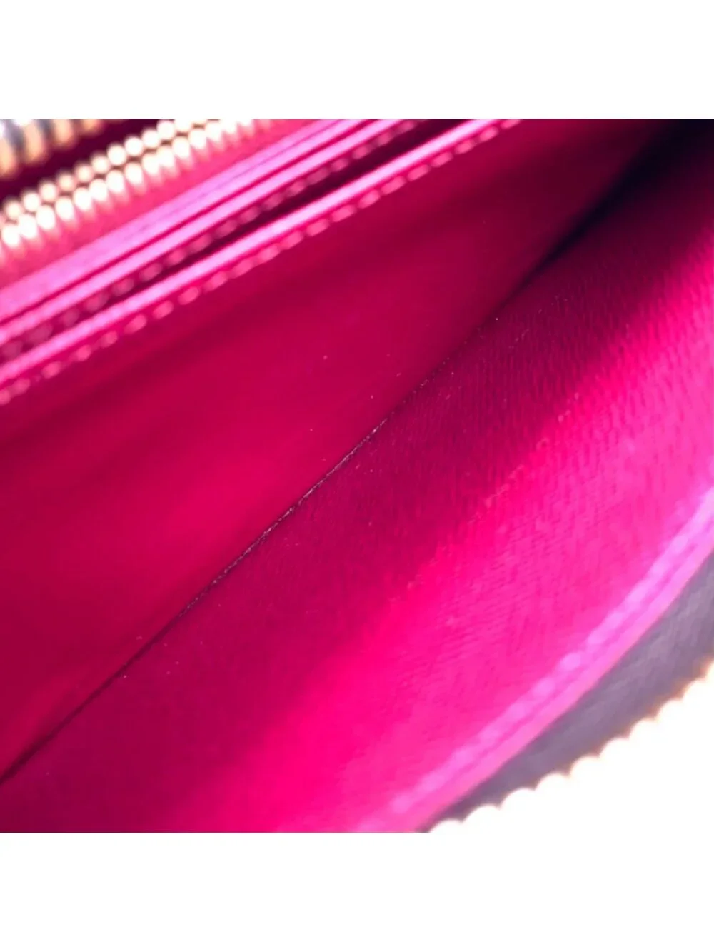 Louis Vuitton Zippy Wallet Monogram Fuchsia Leather Pink Purple Brown Round Gold